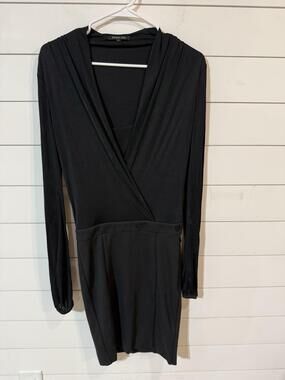 Patrizia Pepe Women's Black Long Sleeve V-Neck Dress Size US 6